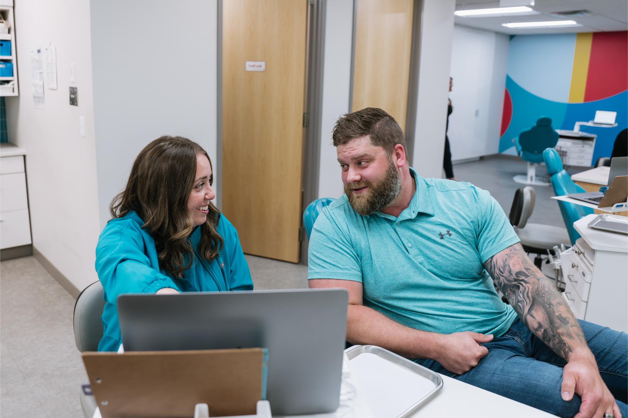 patient smiling during consultation